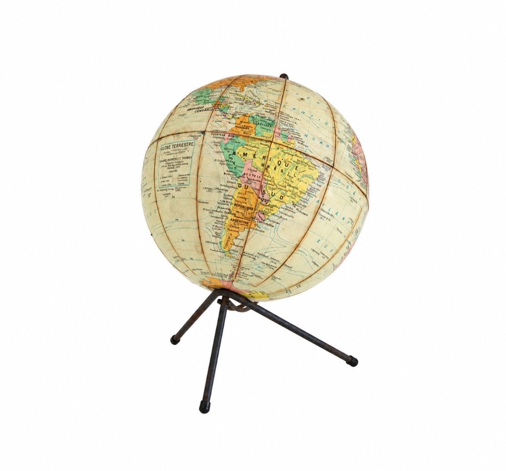 Antieke tripod wereldbol - Vintage globe, Enlèvement ou Envoi, Utilisé, Globe terrestre antique