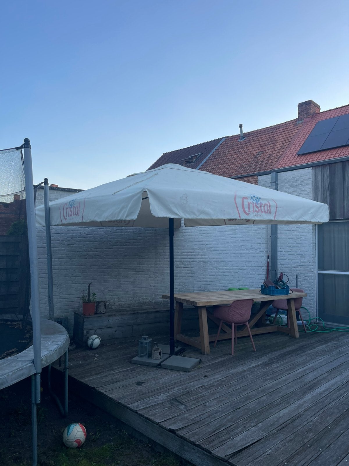Horeca parasol Cristal – professioneel model – 300x300 cm, Tuin en Terras, Ophalen, Zo goed als nieuw