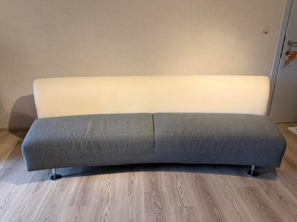 Canapé en arc de cercle beige et gris, Ophalen, 250 tot 300 cm, 75 tot 100 cm, Zo goed als nieuw