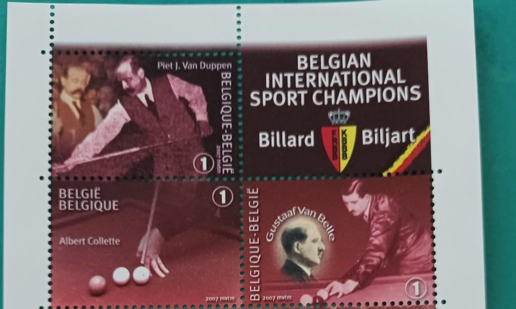 9 Postzegels 'BE' : Belgian Inter.Sport  Champ.Biljart ", Verzenden, Postfris, Sport