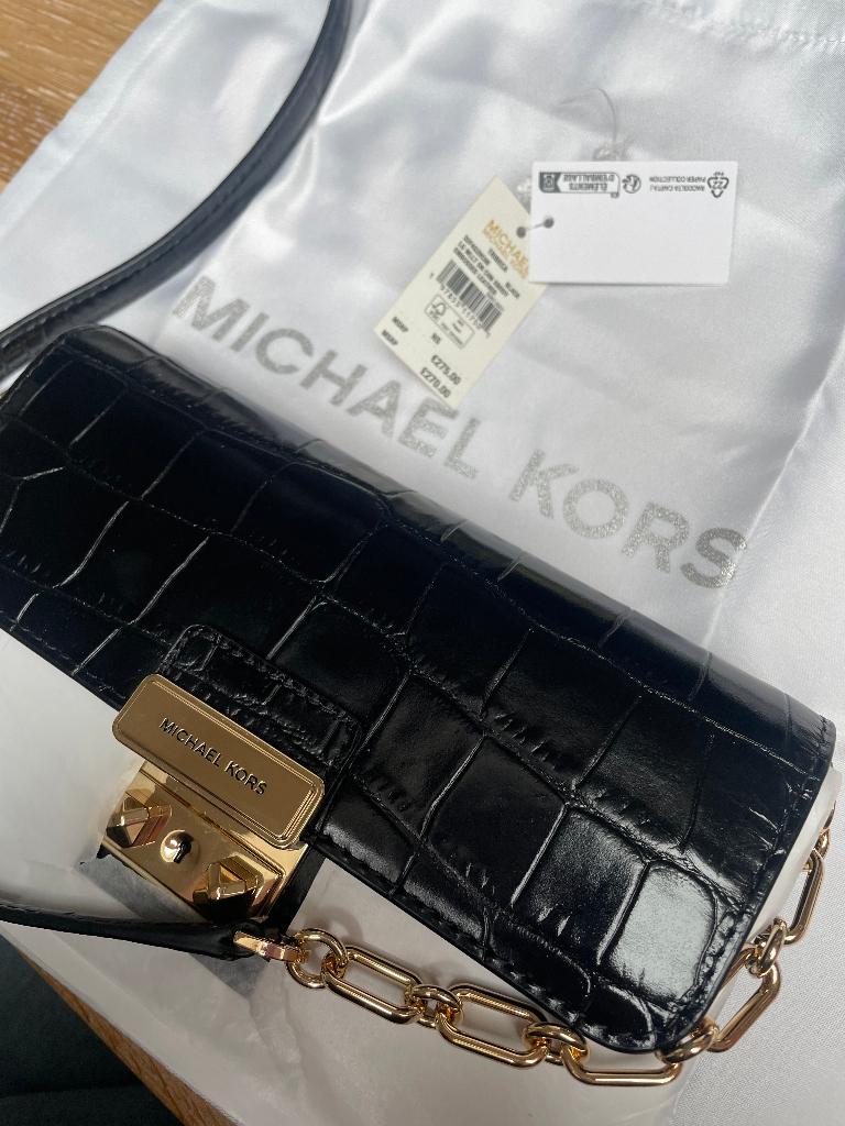 Michael Kors (MK) - Tribeca handtas Zwarte Croc - NIEUW, Handtassen en Accessoires, Tassen | Damestassen, Ophalen of Verzenden