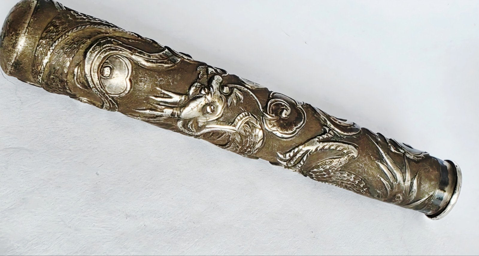 19 eeuw Chinese zilveren paraplu houder, Ophalen of Verzenden, Zilver