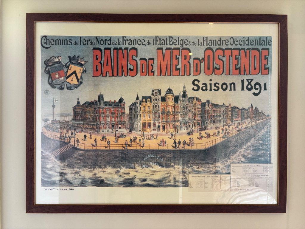 Poster met kader Oostende retro, Verzamelen, Ophalen, Met lijst, Deurposter of groter, Rechthoekig Liggend