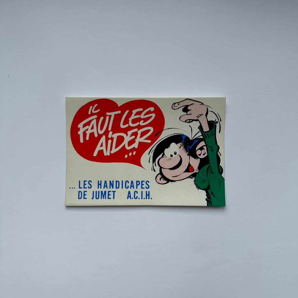Fraquin : rare autocollant Gaston Lagaffe années 90, Verzamelen, Verzenden, Guust of Robbedoes, Nieuw, Plaatje, Poster of Sticker