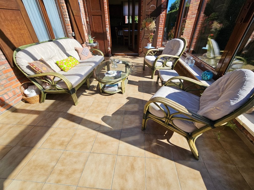 Rotanset, Jardin & Terrasse, Rotin, 5 places, Enlèvement, Utilisé
