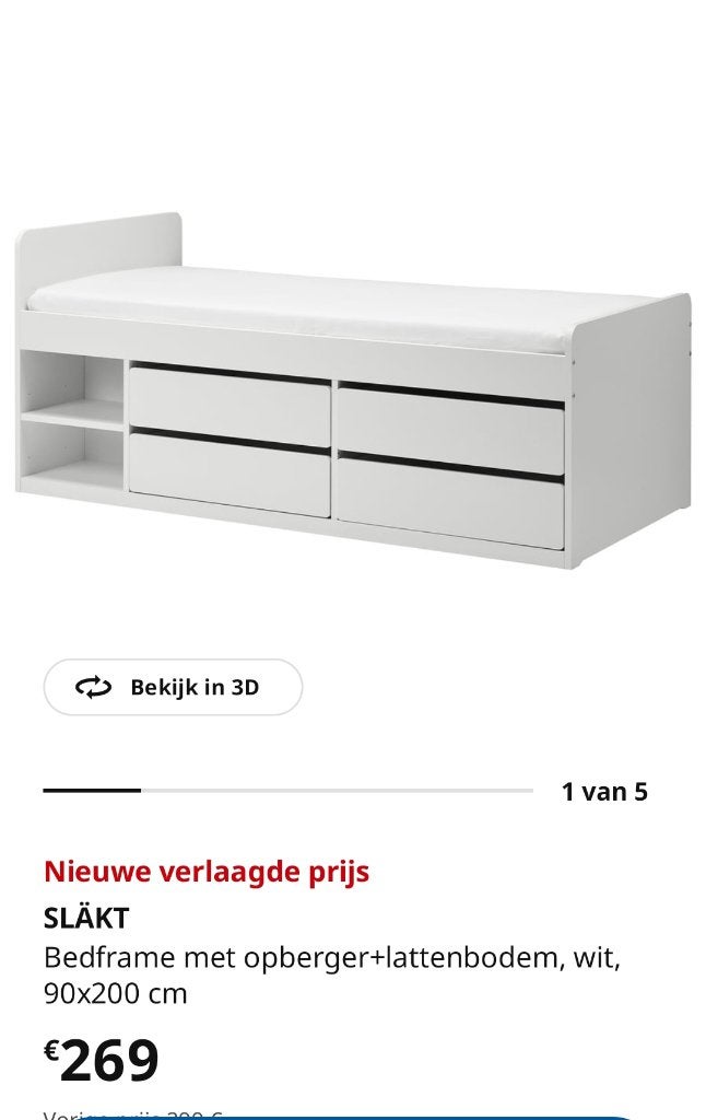 Ikea Släkt 1-persoonsbed, 90 cm, Une personne, Enlèvement, Utilisé