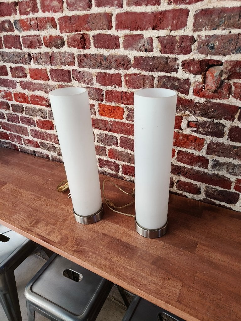 Set van 2 tafellampjes, Lampe d'ambiance, Blanc, Verre, Enlèvement