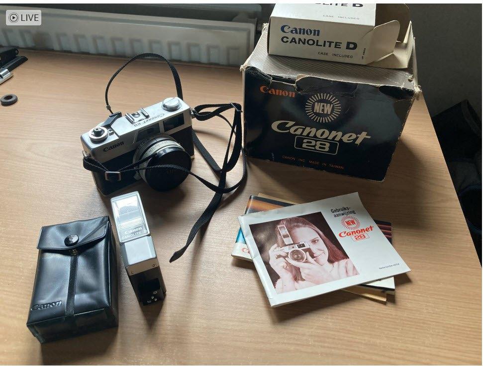 canonet 28  met flitser Canolite D: in heel goede staat, Ophalen of Verzenden, Zo goed als nieuw, Compact, Canon