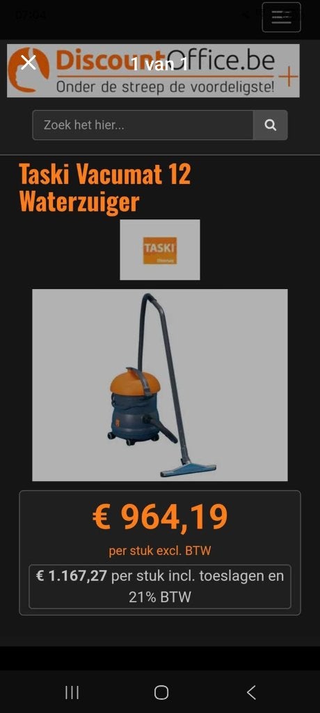 Water stofzuiger proffesioneel, Ophalen