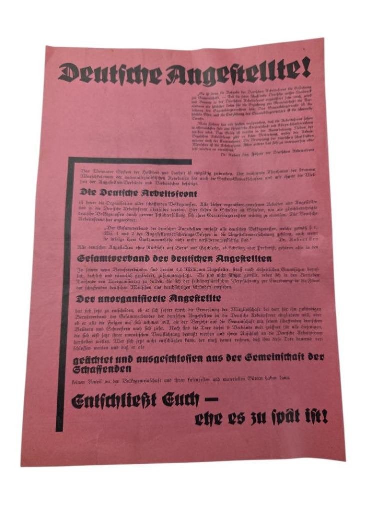 Document du Front du travail allemand, Enlèvement ou Envoi