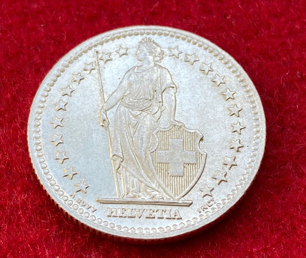 Ancienne Pièce de 2 Francs Suisse de 1953 en Argent, Antiquités & Art, Antiquités | Argent & Or, Enlèvement ou Envoi, Argent