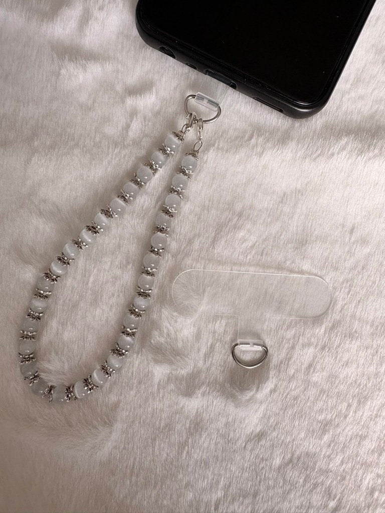 Witte Maansteen Telefoonkoord – Deluxe – 6 mm – 22 cm, Télécoms, Enlèvement ou Envoi, Neuf, Support de téléphone ou Accessoire