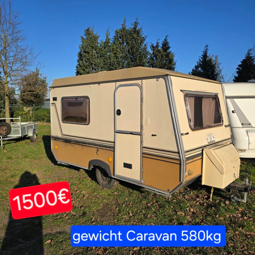 Caravane de 580 kg, 3 couchettes, camping, abri, food truck,, Caravanes & Camping, Enlèvement