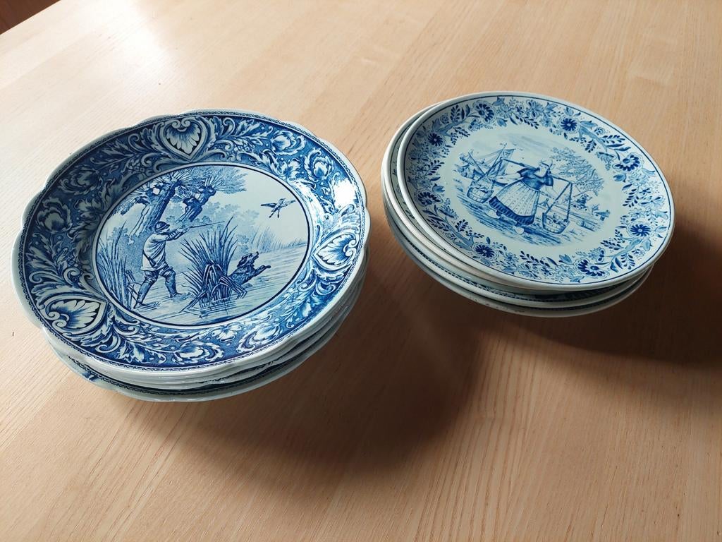Antieke borden Delfts blauw Boch, Antiek en Kunst, Ophalen