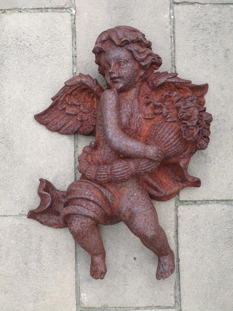 statue murale en fonte d'ange, Enlèvement ou Envoi, Utilisé, Métal, Ange
