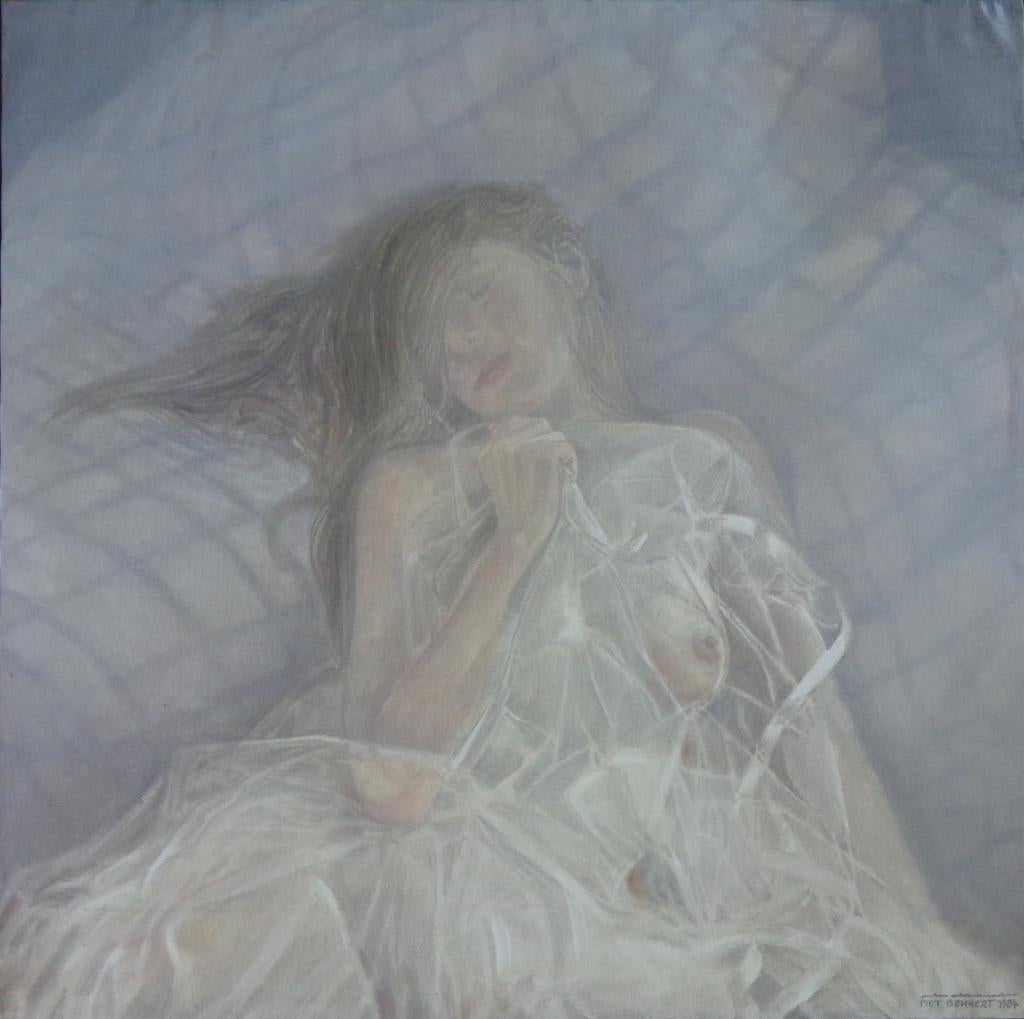 PIET BEKAERT / DROOMWERELD / OLIEVERF / 101x101cm / KADER, Antiek en Kunst, Kunst | Schilderijen | Modern, Ophalen