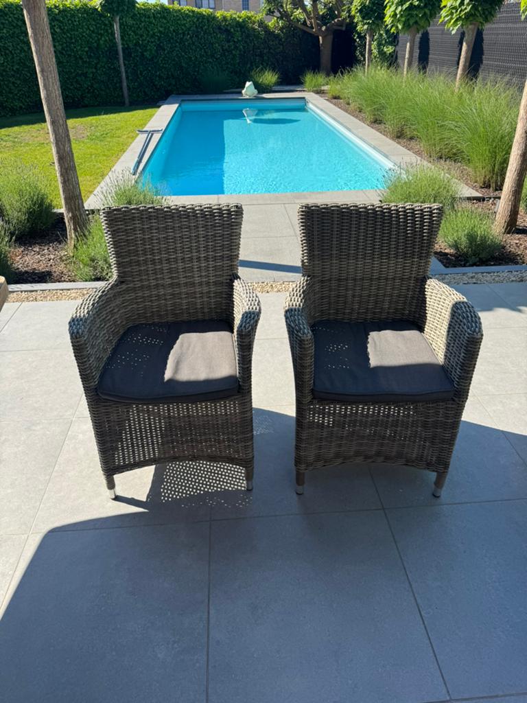 5 terrasstoelen met kussens, Tuin en Terras, Ophalen of Verzenden, Zo goed als nieuw