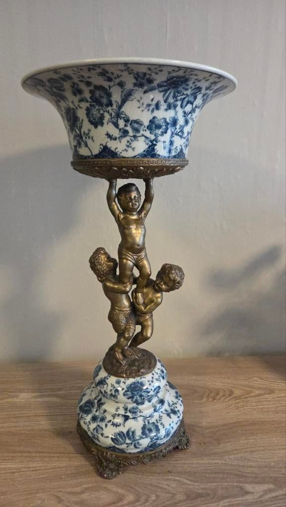 Antiek-Stijl Jardinière / Pronkschaal – Porselein & Brons, Ophalen
