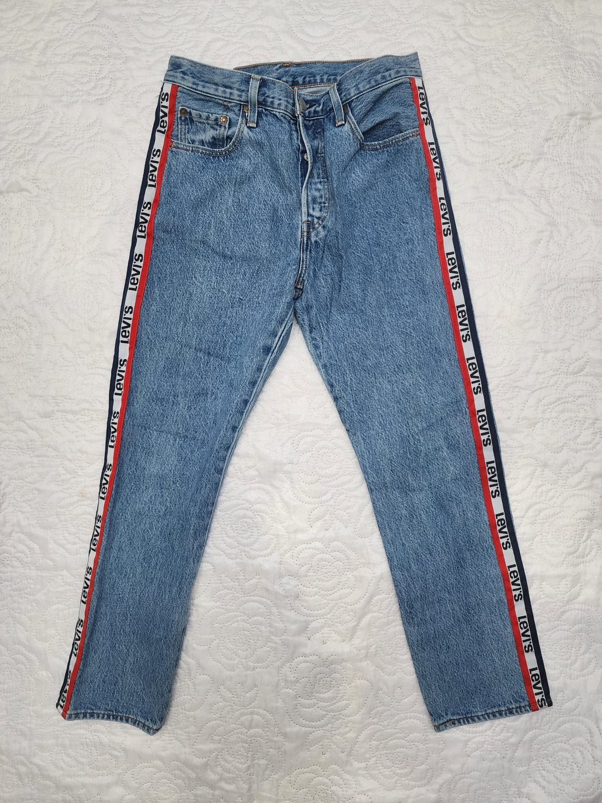 Levi's 501 Crop „Spectator Sport” jeans - W28 L28 (maat 36), Kleding | Heren, Verzenden, Zo goed als nieuw, Blauw, W32 (confectie 46) of kleiner