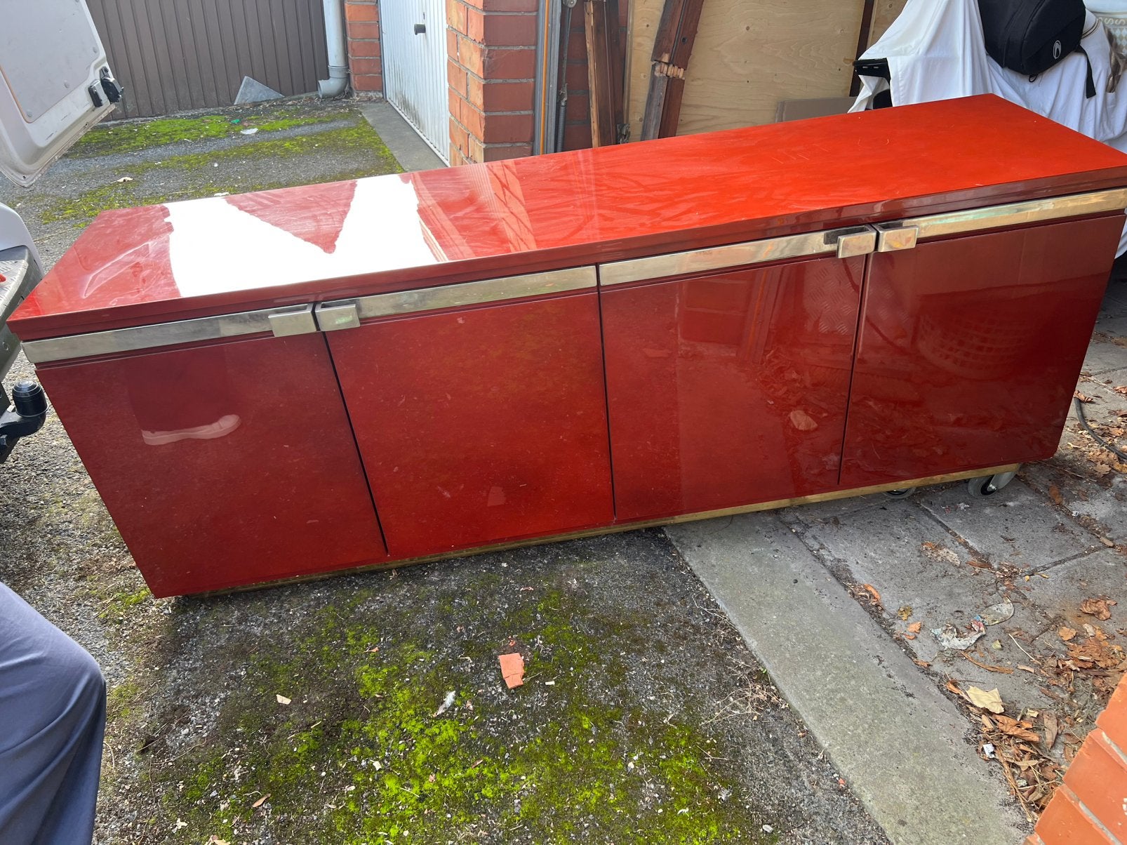 Rood gelakt vintage dressoir uit de jaren 80, Enlèvement