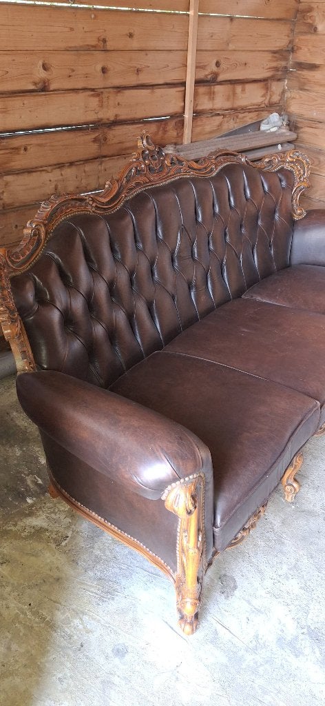 Te koop 3 zit leder louis xv, Enlèvement