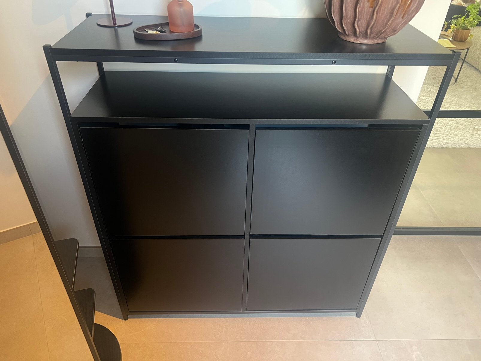 Zwarte schoenenkast 100 x 34 x 112 cm, Ophalen, Gebruikt, Modern