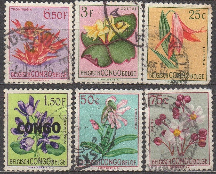 Belgisch Congo - Tropische bloemen - 1952, Ophalen of Verzenden, Gestempeld