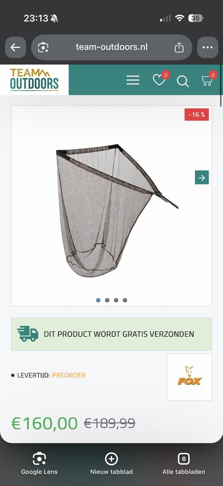 Fox schepnet, Ophalen, Nieuw