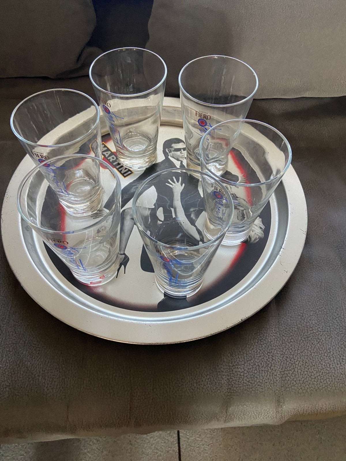 Verres à martini avec plateau, Enlèvement ou Envoi, Comme neuf, Plateau