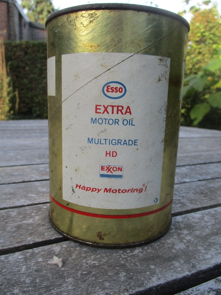 Vintage blik motorolie ESSO., Verzamelen, Ophalen, Gebruikt