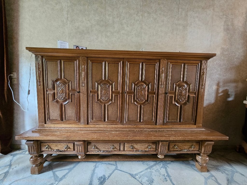 Salle à manger - 2x buffet, Maison & Meubles, Salles à manger complètes, Enlèvement, Utilisé, Traditionnel, en chêne massif, 4 à 6 chaises
