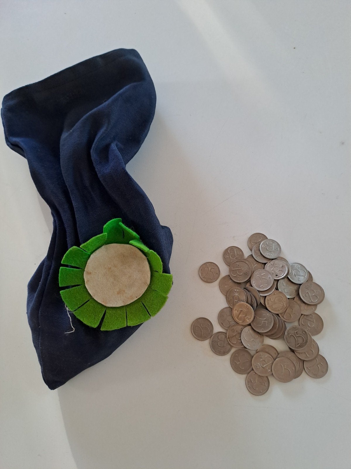 zak oude centen, Ophalen