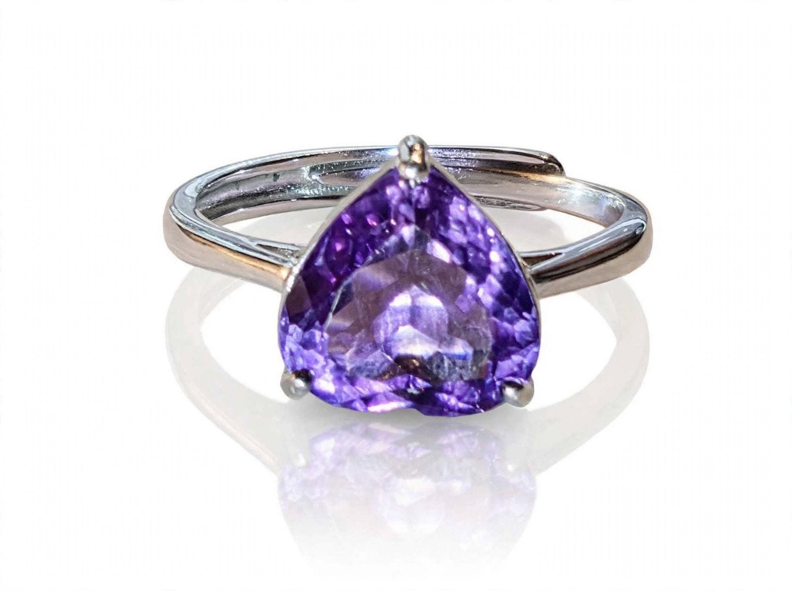 Prachtige sterling zilveren ring met paars amethist hart, Ophalen, Paars, Nieuw, Met edelsteen