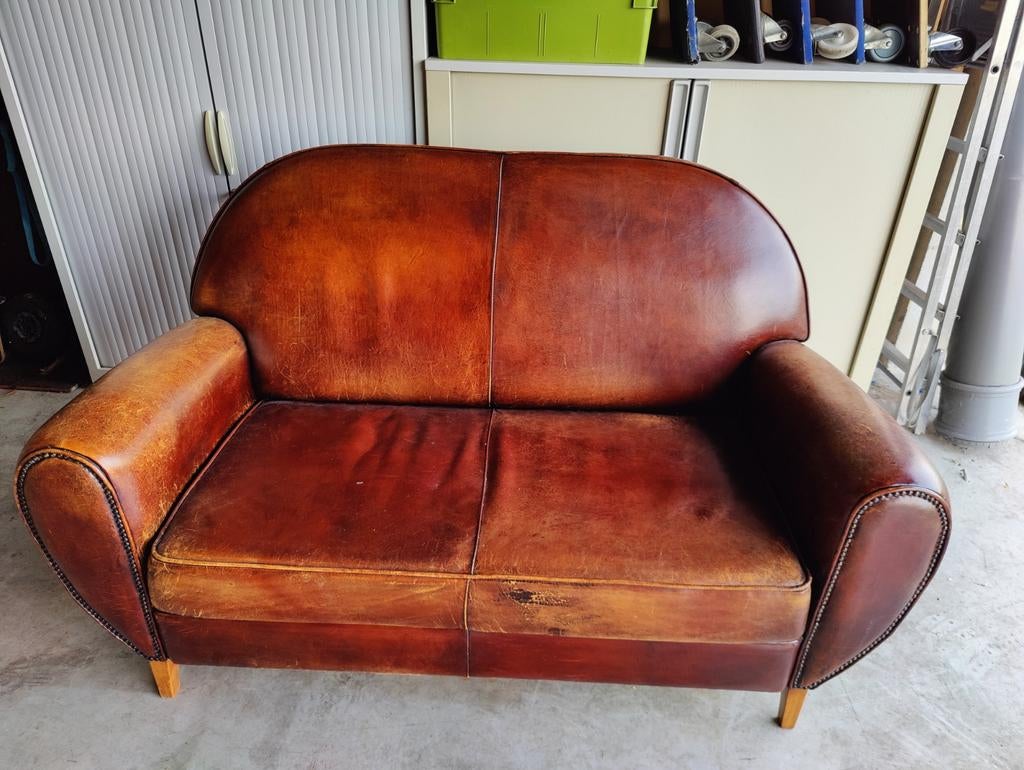 Vintage cognac leren zetel, Enlèvement