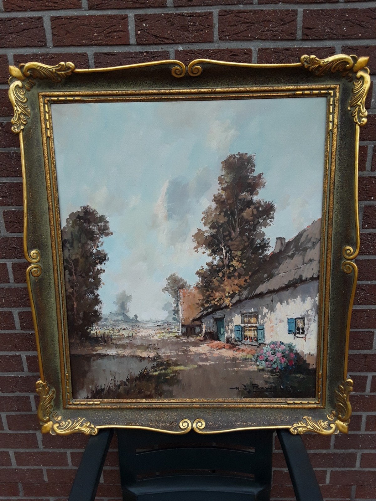 schilderij HenriJoseph Pauwels, Ophalen, Olieverf, Landschap, Doek