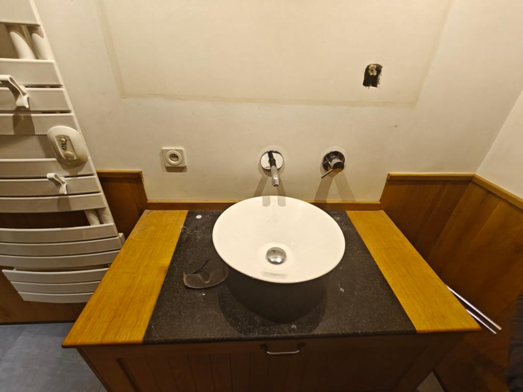 Badkamer meubel met natuursteen blad, Ophalen, Gebruikt, Eikenhout, Minder dan 150 cm