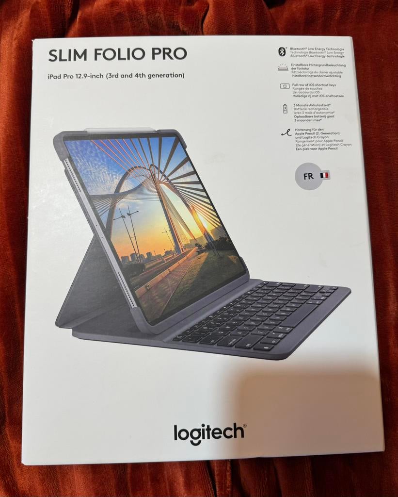 Clavier Logitech Ipad pro 12.9, Enlèvement ou Envoi, Azerty, Sans fil, Repliable