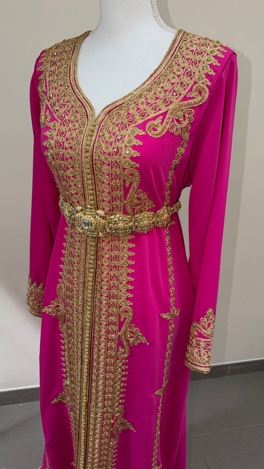 Roze caftan met goud, Ophalen, Overige typen, Maat 42/44 (L), Zo goed als nieuw