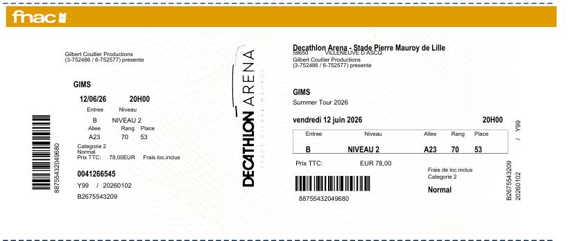 Gims summer tour 2026, Tickets & Billets, Deux personnes, Juin