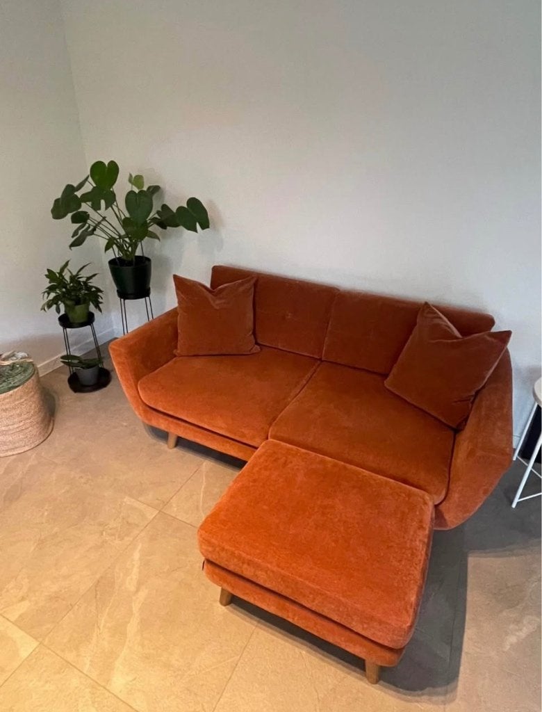 Designer zetel + poef SOFACOMPANY, 75 à 100 cm, 150 à 200 cm, Comme neuf, Enlèvement