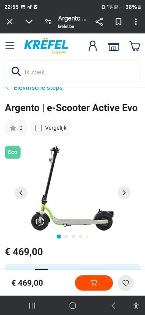 Argento evo actieve 350w scooter, Fietsen en Brommers, Steps