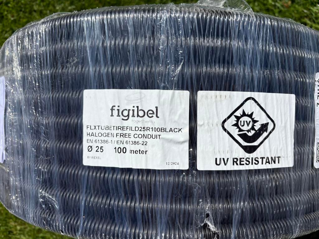 Frigibel flexbuis zwart UV bestendig D25 R100, 90 a 95m over, Ophalen, Zo goed als nieuw