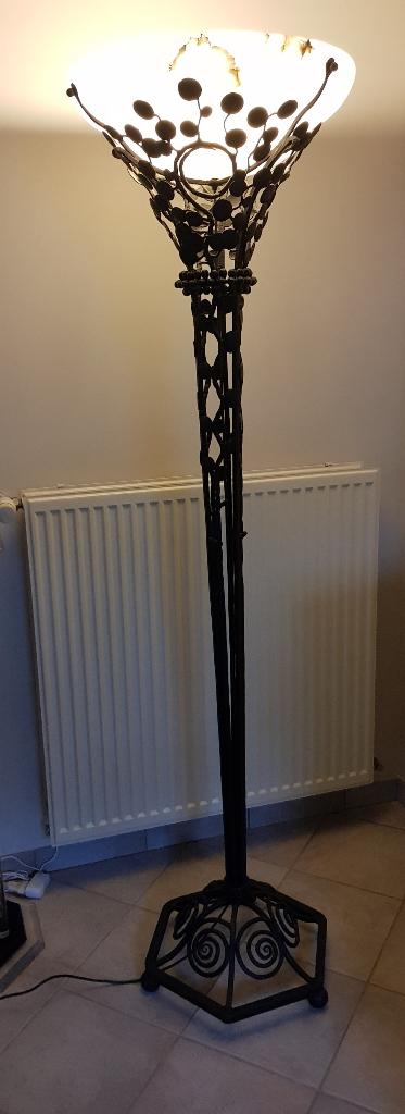 Art deco - Staande lamp met albasten kap - Hoogte 180cm, Antiek en Kunst, Ophalen