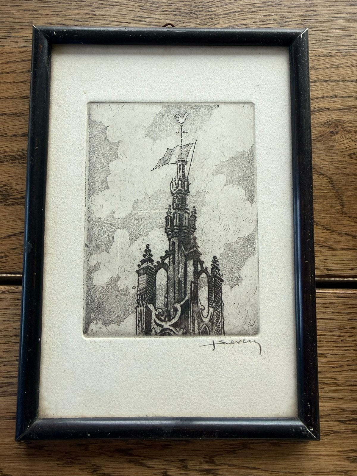 Jules Severin-topje kathedraal Antwerpen, Signé, 18 cm, Eau-forte, Enlèvement ou Envoi