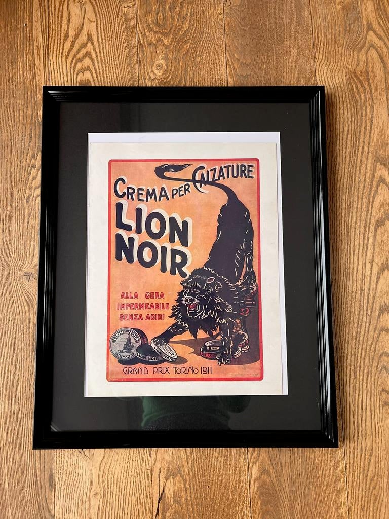 Publicité publicitaire italienne vintage Lion Noir, Enlèvement ou Envoi, Comme neuf, Autres types
