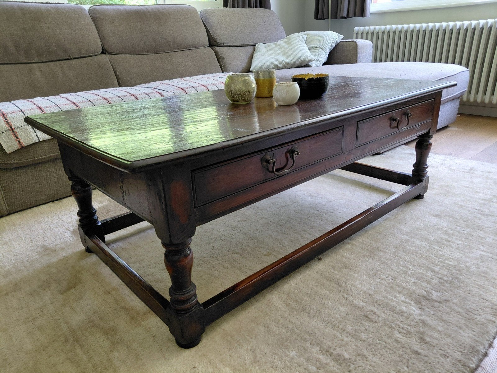 Table basse ancienne en chêne conçue par John Capon, Maison & Meubles, Enlèvement