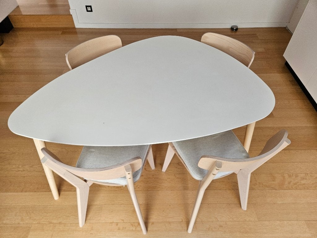 eettafel Maisons du Monde | wit, 100 à 150 cm, Quatre personnes, Scandinavisch, Enlèvement
