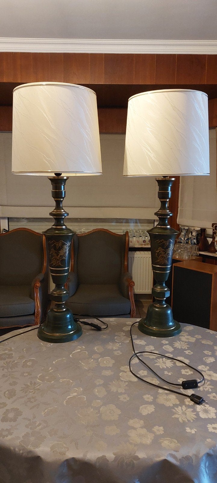 2 Vintage/antieke staanlampen stijl Empire/Chinoiserie, Antiek en Kunst, Ophalen