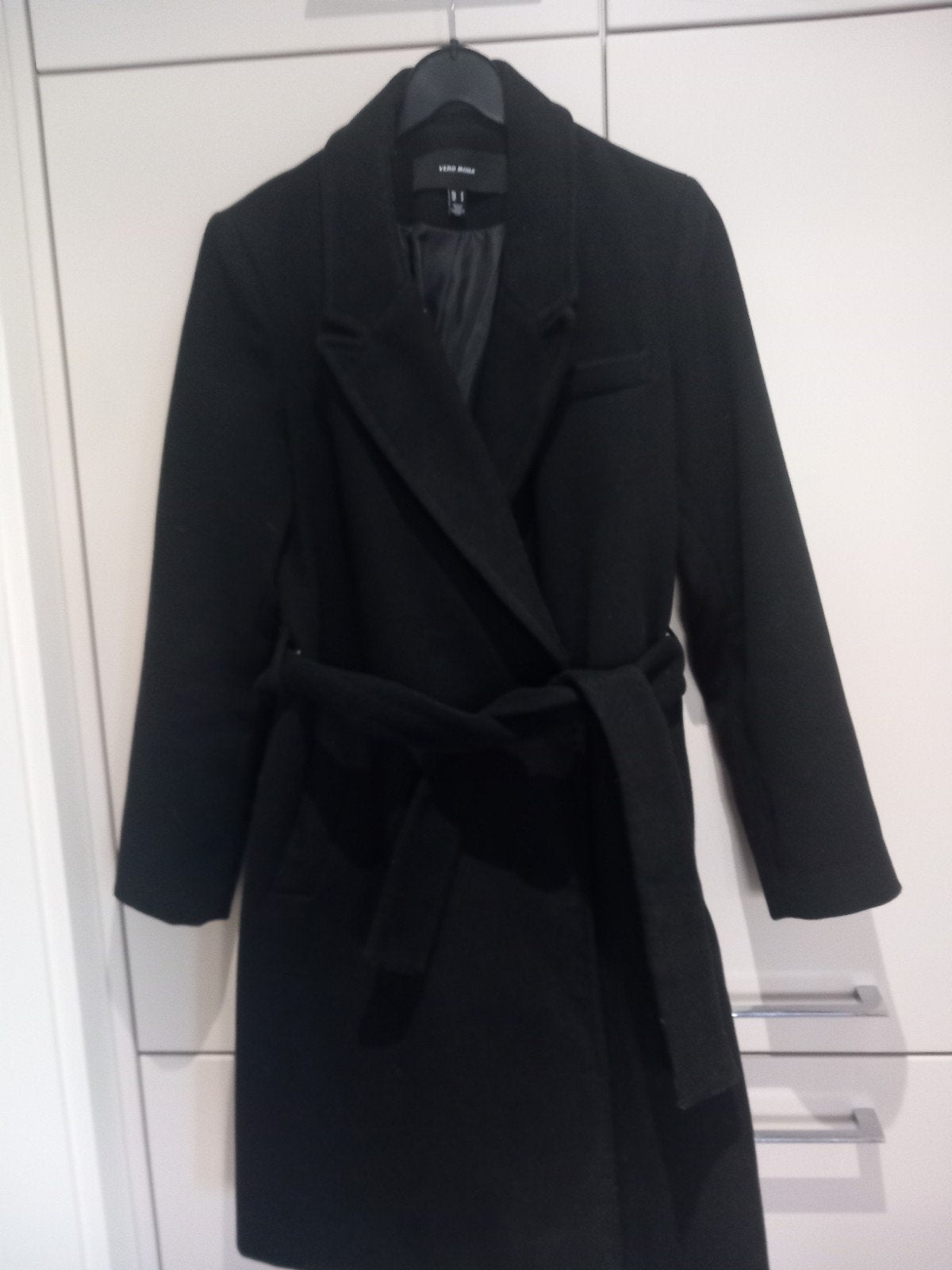 zwarte geklede winterjas, Vera moda, Zwart, Zo goed als nieuw, Ophalen