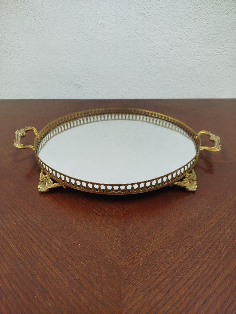 Vintage dienblad met gouden rand, Antiek en Kunst, Ophalen of Verzenden